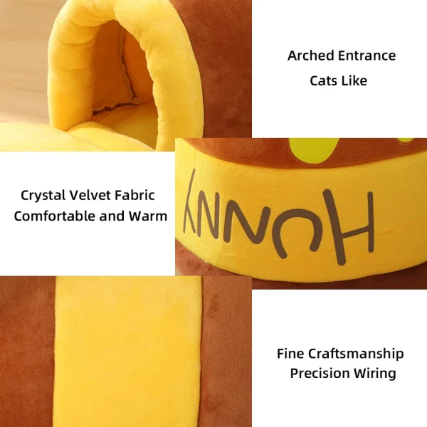 Cat-Bed-House-Removable-Plush-Mat-Cats-Four-Seasons-Cushion-Basket-Honey-Jar-Shape-Machine-Washable-4