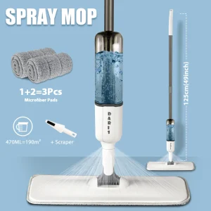 DARIS Spray Flat Mop With Reusable Microfibers Pads 360° Rotation Floor Cleaning Mop