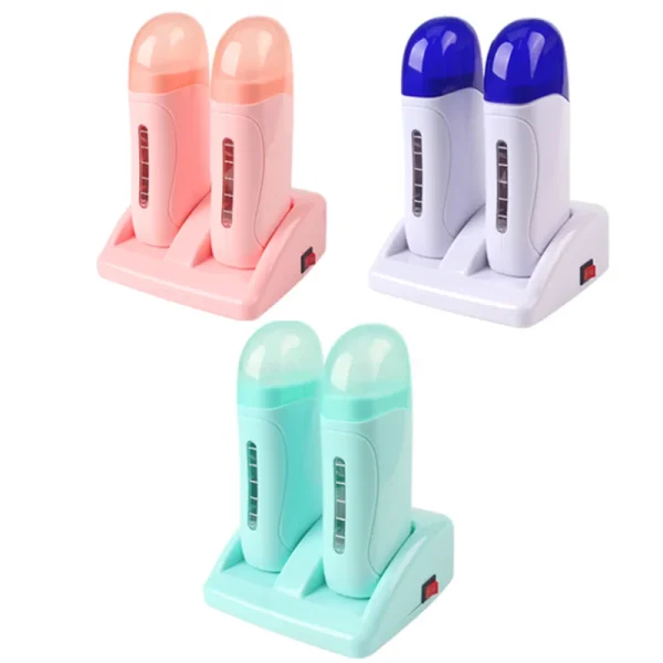 Electric-Double-Wax-Heater-Epilator-Cartridge-Wax-Roller-Base-Roll-On-Waxing-Refillable-Hair-Removal-Machine