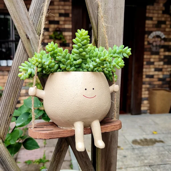 Flower-Pot-Lovely-Swing-Face-Planter-Pot-Creative-Wall-Hanging-Head-Planter-Multifunctional-Creative-Resin-Pot