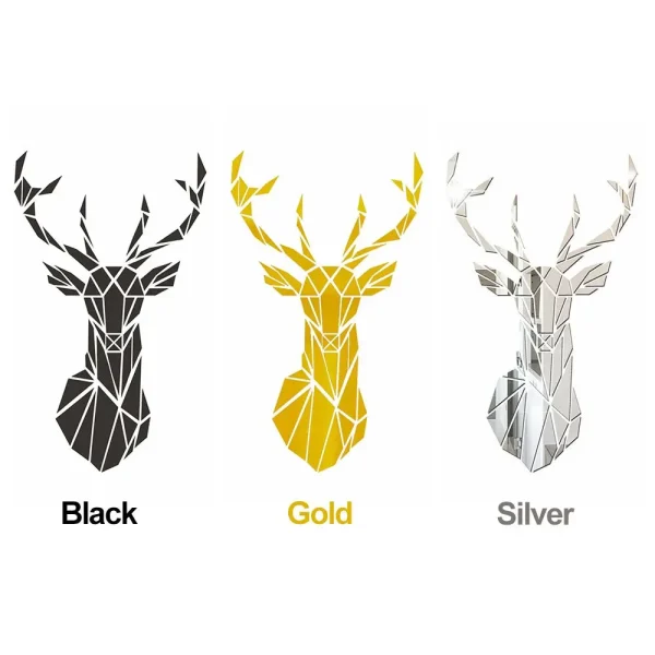 Multiple-Sizes-3D-Deer-Head-Stickers-Mirror-Surface-Decals-DIY-Self-adhesive-Wall-Art-Mirror-Stickers-4