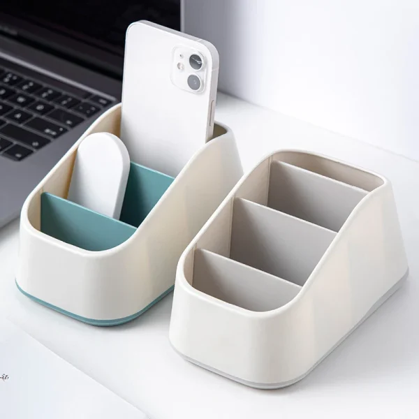 Remote-Control-Holder-4-Slot-Desktop-Storage-Box-Tv-Remote-Control-Phone-Trapezoidal-Basket-Stationery-Organizer