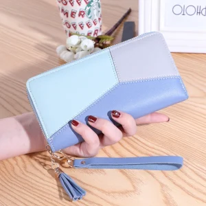 Long Contrast Panel Women's Wallet
