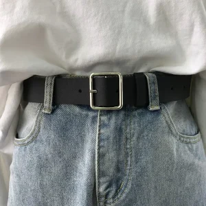 Leather Belt Square Buckle Pin Buckle for women