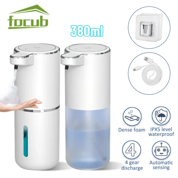 380ml-Automatic-Soap-Dispenser-Touchless-Foaming-Soap-Dispenser-USB-Rechargeable-Electric-4-Level-Adjustable-Foam-Soap