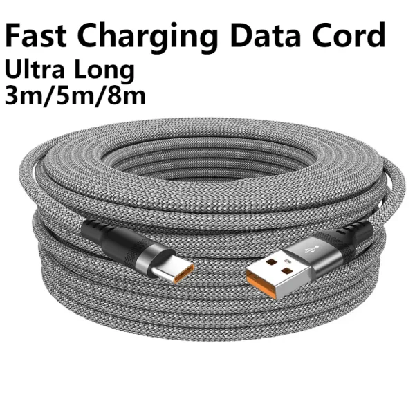 5A-USB-Type-C-Cable-5m-8m-Ultra-Long-Mobile-Phone-Fast-Charging-Data-Cord-For