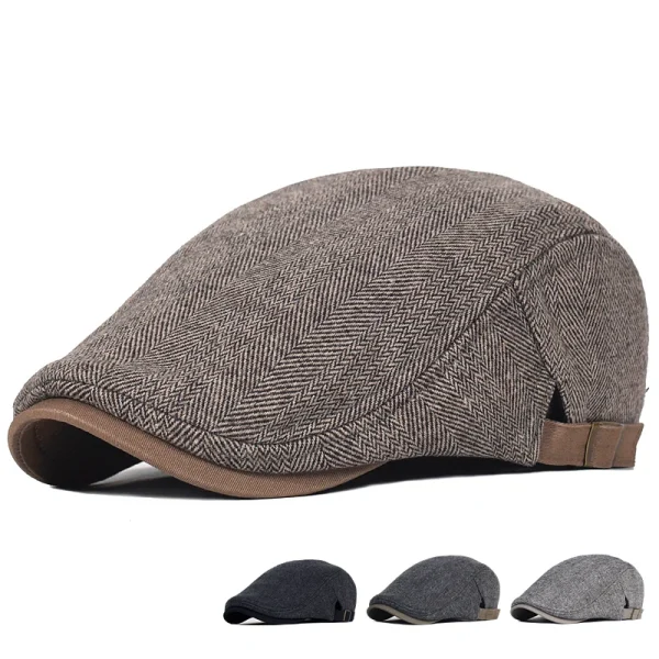 Big-Size-Newsboy-Cap-Men-Winter-Wool-Thick-Warm-Vintage-Herringbone-Casual-Stripe-Berets-Gatsby-Flat