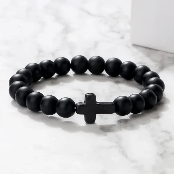 Charm-Natural-Stone-Bracelet-Cross-Black-Lava-Matte-Beaded-Bracelets-Handmade-Men-Women-Prayer-Fitness-Chain