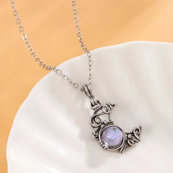 Creative-Crescent-Star-Cat-Moonstone-Pendant-Necklace-for-Women-Vintage-Opal-Moon-Clavicle-Chain-Necklace-Birthday-4
