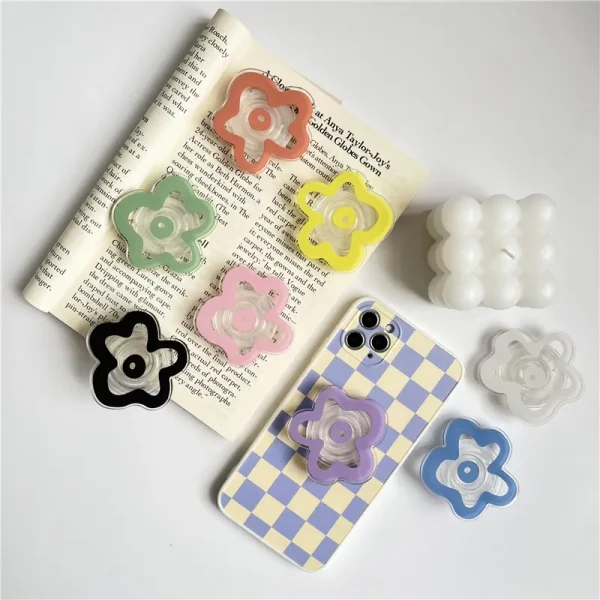 Cute-Solid-Color-Flower-Glossy-Foldable-Socket-Pocket-Phone-Holder-for-IPhone-15-14-13-Pro