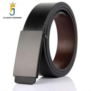 Men's Genuine Leather Black Fashion Belt for Jeans.