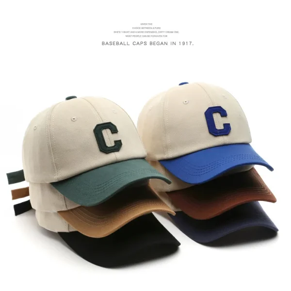 Glof-CapCotton-Baseball-Cap-for-Women-and-Men-Casual-Snapback-Hat-Fashion-Letter-C-Patch-Hat