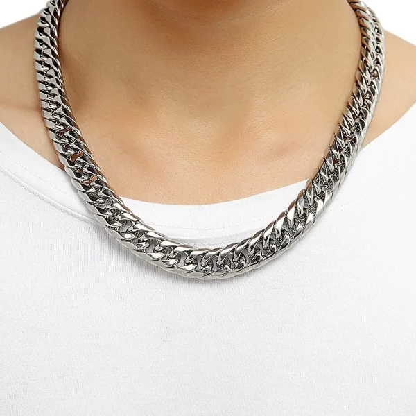 HNSP-Stainless-Steel-Cuban-Chain-Necklace-Bracelet-For-Men-Neck-Silver-Color-8MM-14MM-Thick-Long-1