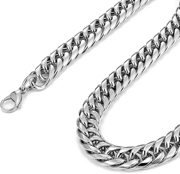 HNSP-Stainless-Steel-Cuban-Chain-Necklace-Bracelet-For-Men-Neck-Silver-Color-8MM-14MM-Thick-Long-3