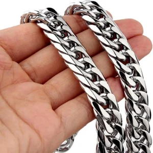 Stainless Steel Cuban Chain Necklace Bracelet For Men
