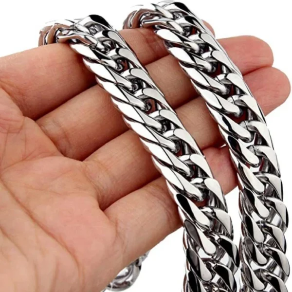 HNSP-Stainless-Steel-Cuban-Chain-Necklace-Bracelet-For-Men-Neck-Silver-Color-8MM-14MM-Thick-Long