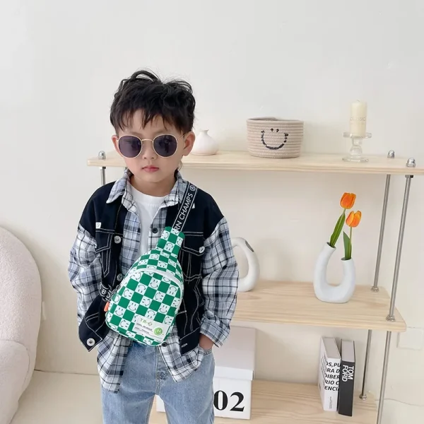 Korean-Smile-Children-s-Shoulder-Bag-Vintage-Check-Plaid-Small-Square-Boys-Kids-Messenger-Bags-Baby-1
