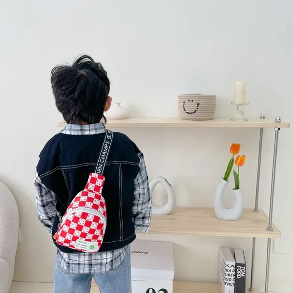 Korean-Smile-Children-s-Shoulder-Bag-Vintage-Check-Plaid-Small-Square-Boys-Kids-Messenger-Bags-Baby-2