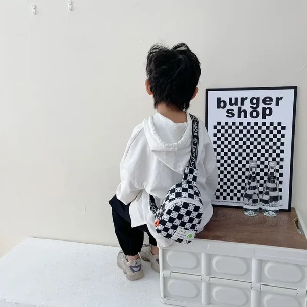 Korean-Smile-Children-s-Shoulder-Bag-Vintage-Check-Plaid-Small-Square-Boys-Kids-Messenger-Bags-Baby-3