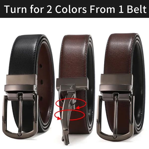 Men-Genuine-Leather-Belt-100cm-110cm-120cm-130cm-140cm-150cm-160cmReversible-Buckle-Brown-and-Black-Business-2