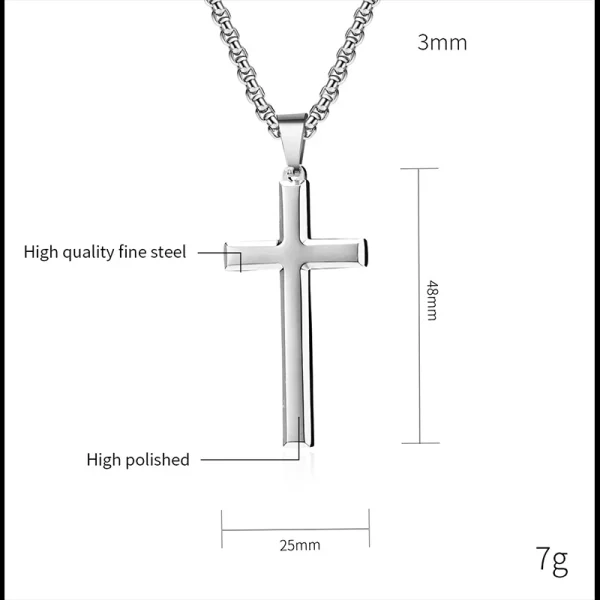 Mens-Women-Chain-Necklace-Black-Cross-Stainless-Steel-Pendant-3mm-Gold-Color-Box-Chain-Fashion-Peace-2