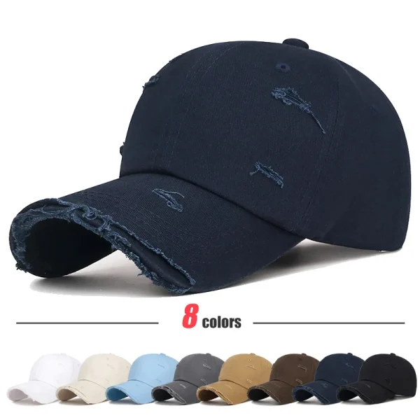 New-Fashion-Unisex-Distressed-Design-Style-Solid-Color-Cotton-Baseball-Cap-Trucker-Hat-5