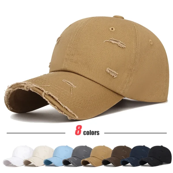 New-Fashion-Unisex-Distressed-Design-Style-Solid-Color-Cotton-Baseball-Cap-Trucker-Hat