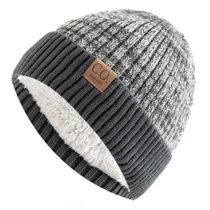 Cozy Two-Tone Winter Hats with Fur Lining - Unisex