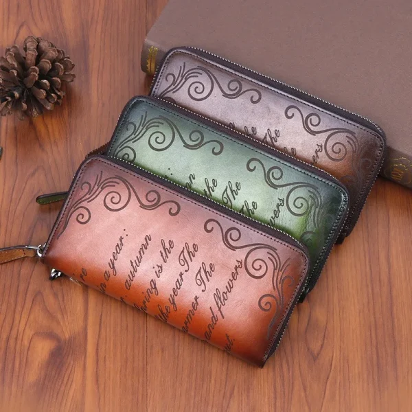 Retro-vegetable-tanned-cowhide-text-print-long-wallet-with-high-quality-card-bag-and-hand-held-1