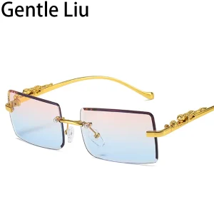 Rimless Rectangle Sunglasses for Men and Women