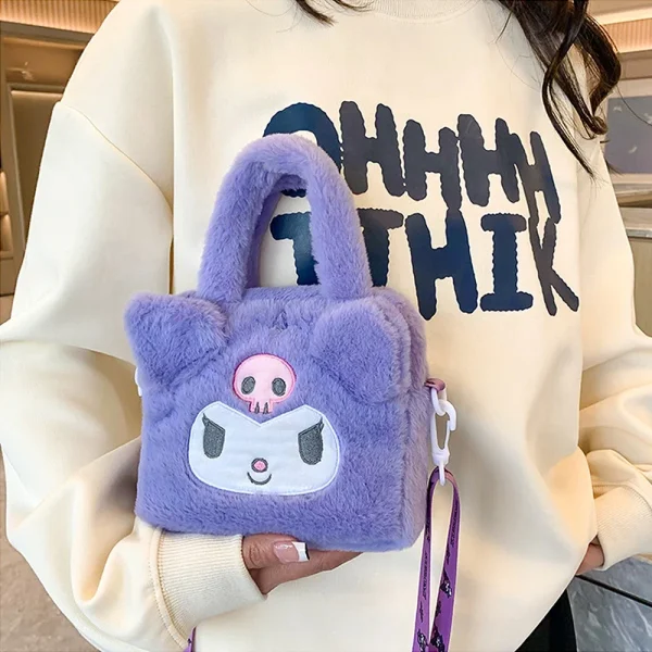 Sanrio-Plush-Bag-Kawaii-Kuromi-Cinnamoroll-Melody-Cartoon-Anime-Handbag-Crossbody-Cosmetic-Travel-Storage-Bags-Women-2
