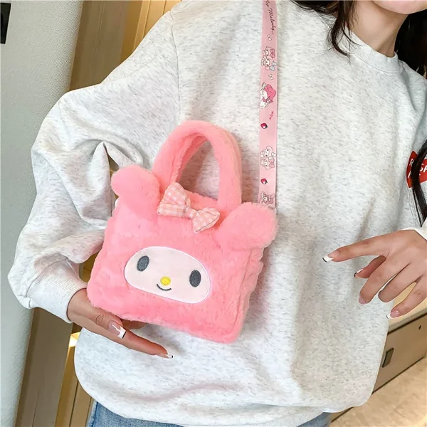 Sanrio-Plush-Bag-Kawaii-Kuromi-Cinnamoroll-Melody-Cartoon-Anime-Handbag-Crossbody-Cosmetic-Travel-Storage-Bags-Women-4