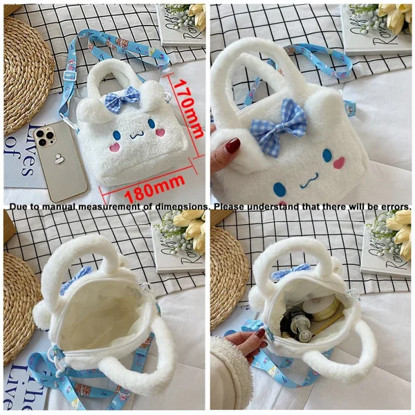 Sanrio-Plush-Bag-Kawaii-Kuromi-Cinnamoroll-Melody-Cartoon-Anime-Handbag-Crossbody-Cosmetic-Travel-Storage-Bags-Women-5