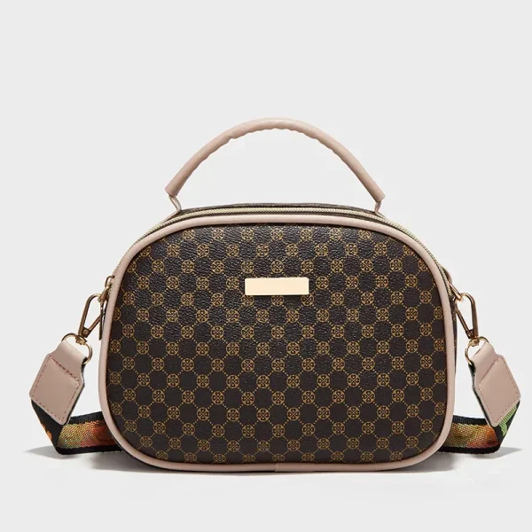 Shell-bag-double-zipper-single-shoulder-bag-printed-shoulder-strap-women-s-bag-diamond-pattern-embroidered