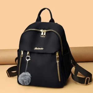 Simple Pu Black Large Capacity Backpacks