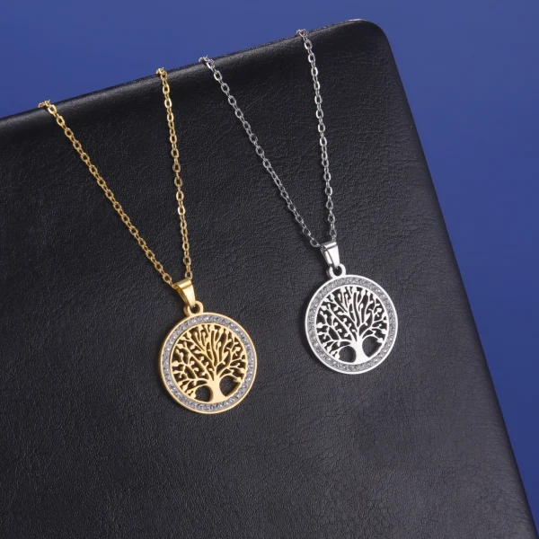Skyrim-Tree-of-Life-Necklace-for-Women-Stainless-Steel-Gold-Color-Clear-Zircon-Round-Pendant-Neck-4