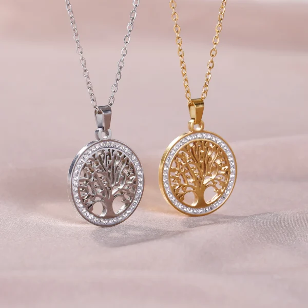 Skyrim-Tree-of-Life-Necklace-for-Women-Stainless-Steel-Gold-Color-Clear-Zircon-Round-Pendant-Neck