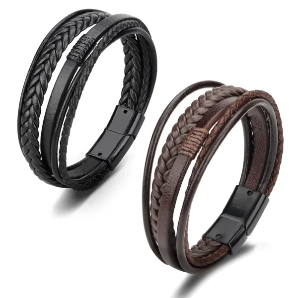 Trendy-Leather-Bracelets-For-Men-Stainless-Steel-Multilayer-Braided-Rope-Charm-Bracelets-Handsome-Gift-For-Boyfriend-5