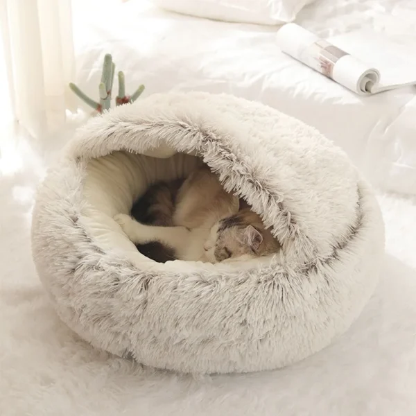 Warm-Long-Plush-Pet-Bed-Enclosed-Round-Cat-Cushion-Comfortable-Sleep-Bag-Cat-Nest-Kennel-For-2