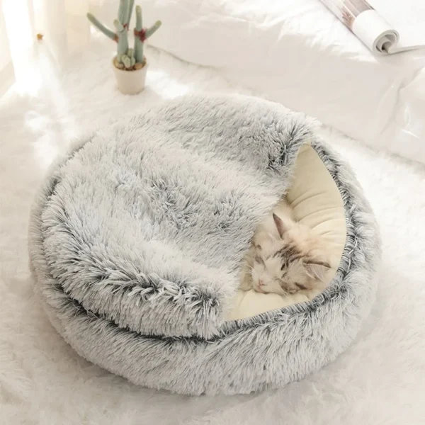 Warm-Long-Plush-Pet-Bed-Enclosed-Round-Cat-Cushion-Comfortable-Sleep-Bag-Cat-Nest-Kennel-For-3