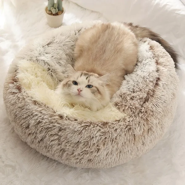 Warm-Long-Plush-Pet-Bed-Enclosed-Round-Cat-Cushion-Comfortable-Sleep-Bag-Cat-Nest-Kennel-For