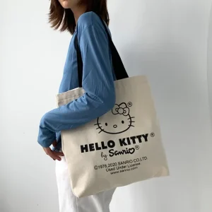 Women Cute Hello Kitty Canvas Tote Bag