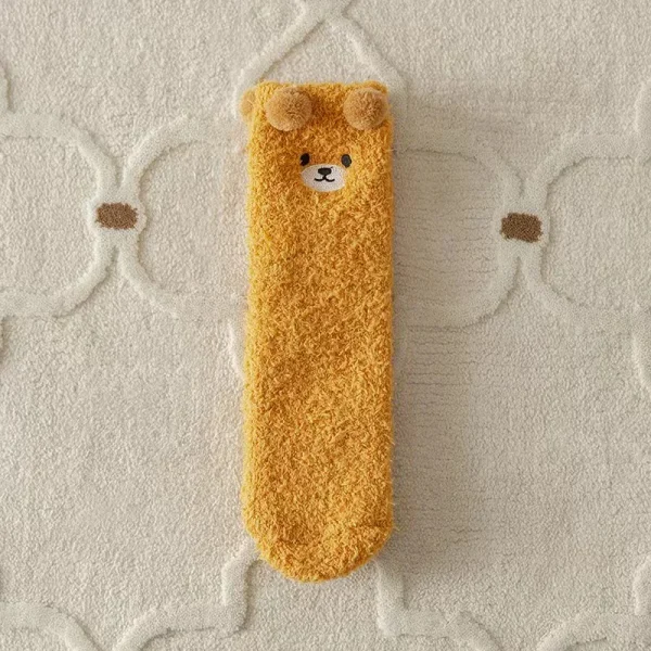 Women-Socks-2023-Winter-Cute-Bear-Coral-Fleece-Fuzzy-Socks-Female-Autumn-Happy-Funny-Socks-For-2