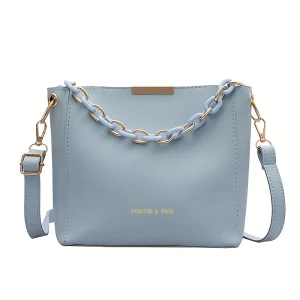 Leather Shoulder Crossbody Handbag with chain strap