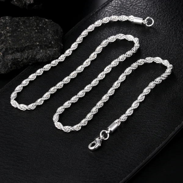 high-quality-silver-color-4MM-women-men-chain-male-twisted-rope-necklace-bracelets-fashion-Silver-jewelry-3